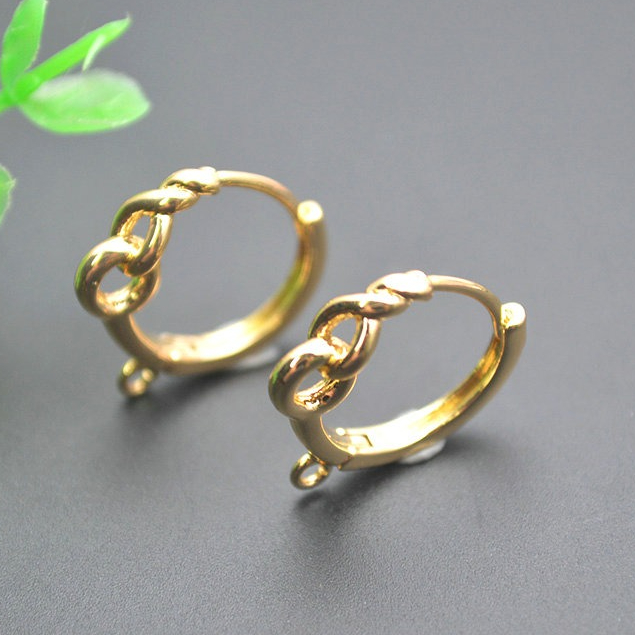 Hoop Earrings - 30pc ツイストラウンドサークル 18 K ゴールドカラーフープイヤリングフッククラスプジュエリー作成アクセサリー