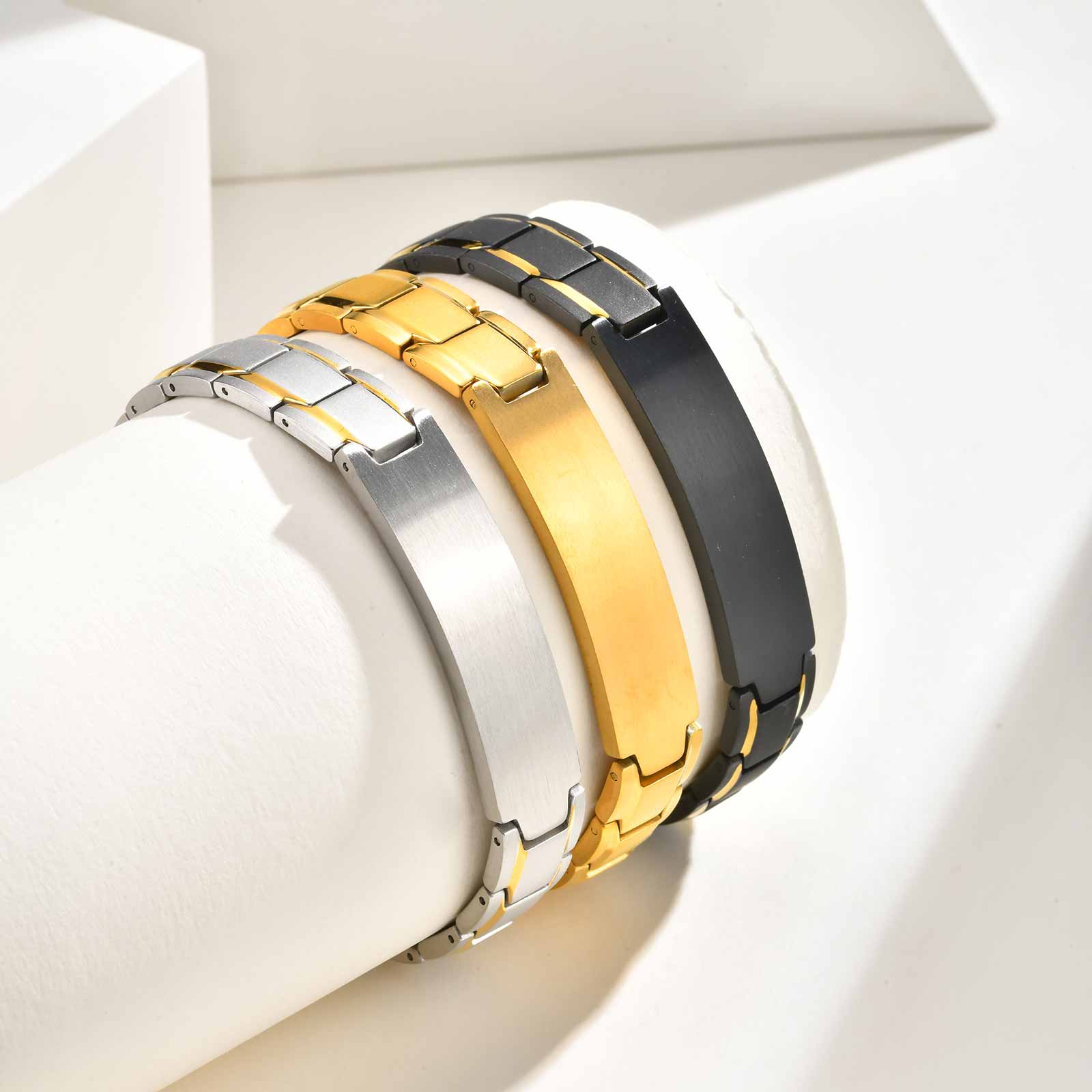 Jewelry Watches Men - カスタムネームテキスト刻印ブレスレット メンズ用、ステンレススチール製腕時計ストラップチェーンバングル、パーソナライズされたカスタム医療IDジュエリー