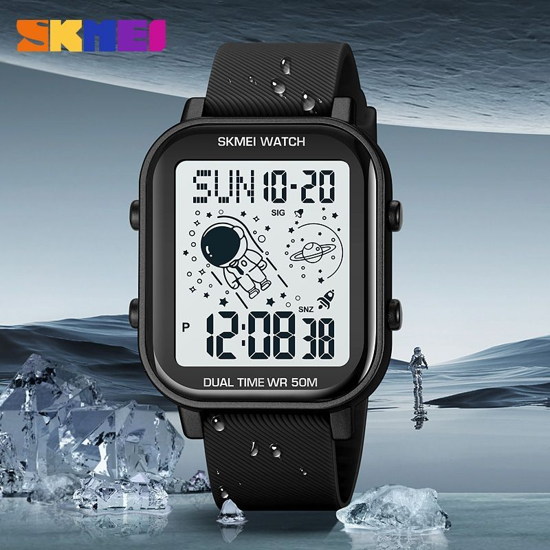 Moments Watches & Jewelry Burlington Reviews - モーメントビューティー SKMEI ファッションスクエア宇宙飛行士学生電子時計、アウトドアスポーツ発光防水メンズ腕時計