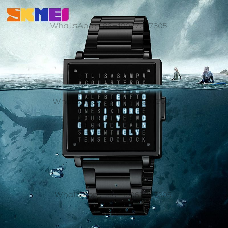 Moments Watches & Jewelry Burlington Reviews - モーメントビューティー SKMEI パーソナライズされたクリエイティブメンズスチールベルトベルト LED 電子時計スクエア電子時計カジュアルウォッチ