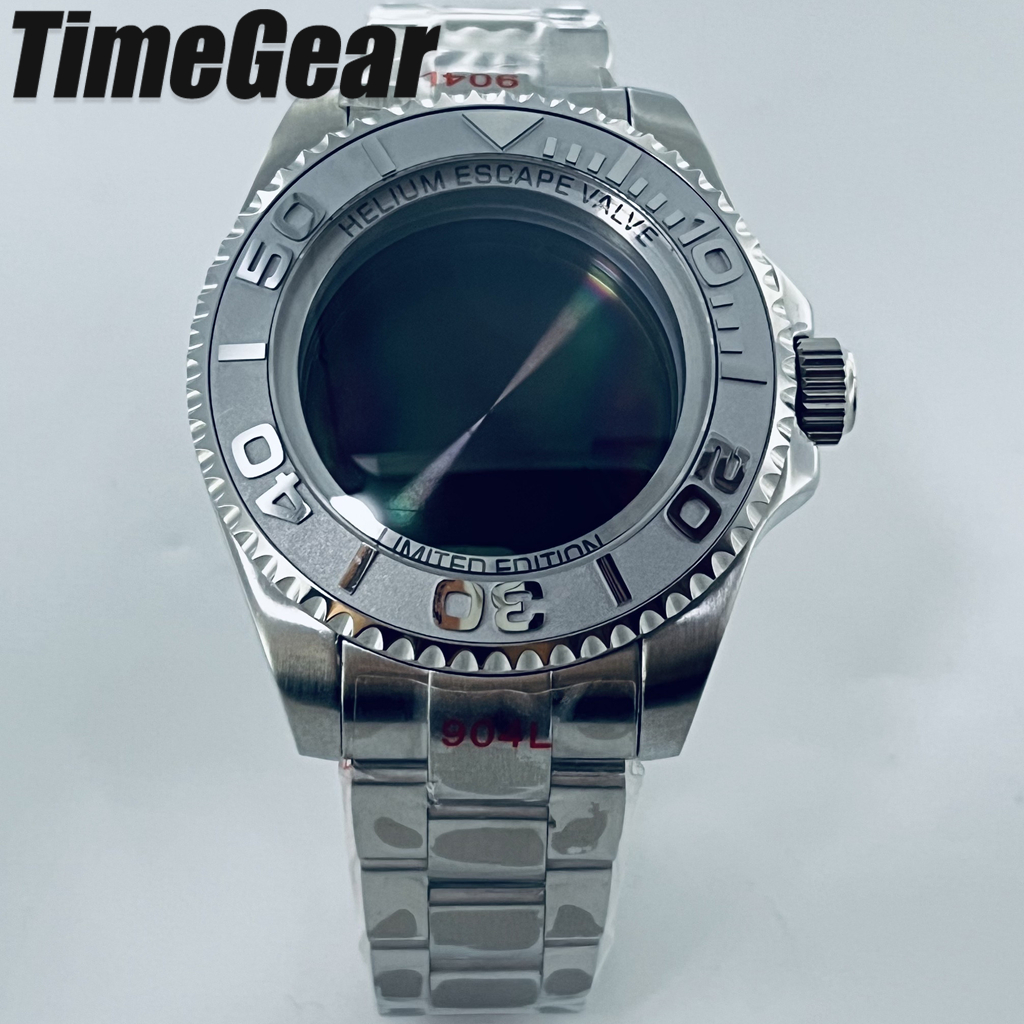 Jewelry Watches Silver - 44MMシルバーセラミックベゼルケースSEA Big DEEPオマージュサファイアクリスタルウォッチケース、ブレスレット付き、NH34 NH35 NH36 NH38ムーブメント対応