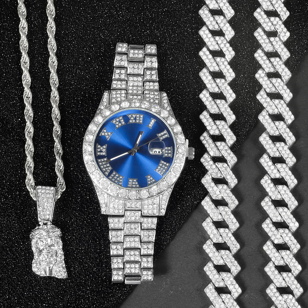 Jewelry Watches Men - メンズ ヒップホップ ウォッチ ジュエリー セット アイスアウト