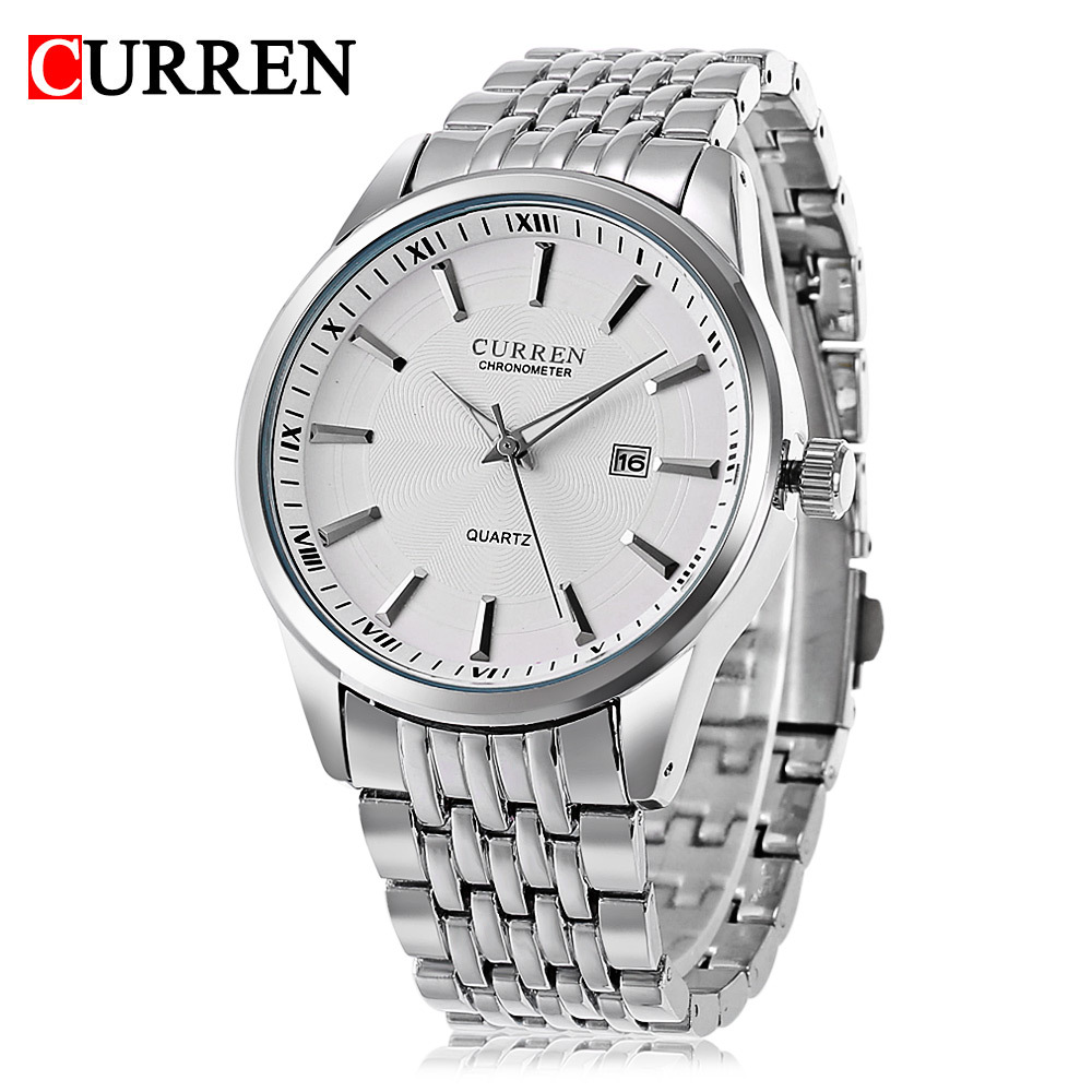 Jewelry Watches Silver - CURREN 8052 メンズ クォーツ時計 シンプル カレンダー