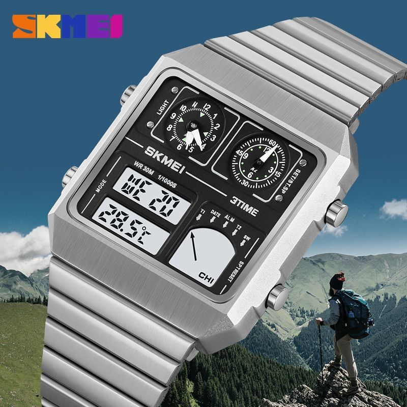Moments Watches & Jewelry Burlington Reviews - モーメントビューティー SKMEI メンズ電子時計 メンズスクエアウォッチ スポーツ防水温度計電子時計