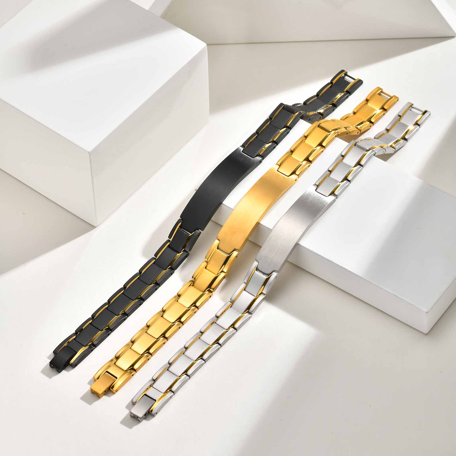 カスタムネームテキスト刻印ブレスレット メンズ用、ステンレス - Jewelry Watches Men のレビューと価格