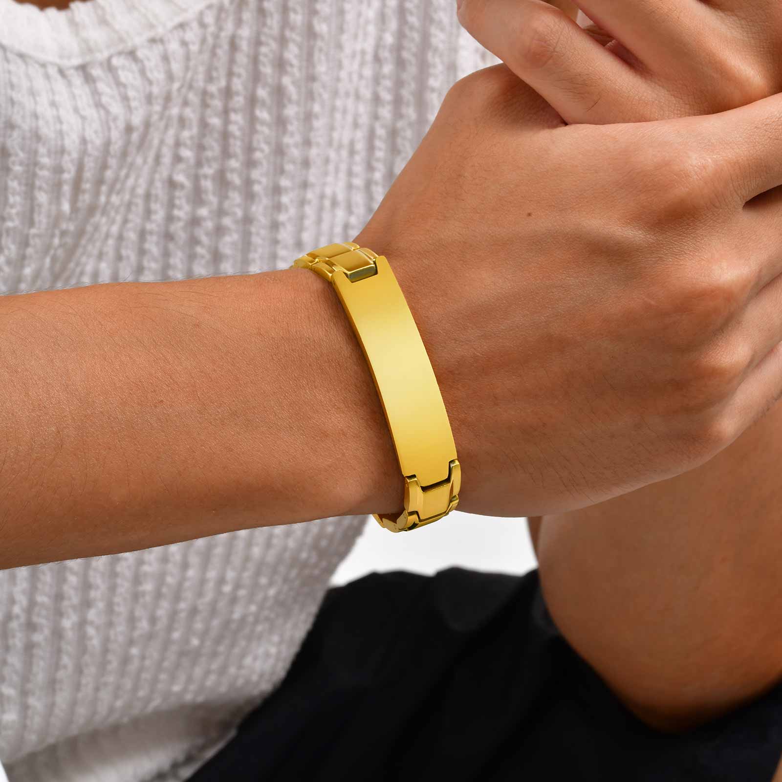 カスタムネームテキスト刻印ブレスレット メンズ用、ステンレス - Jewelry Watches Men のレビューと価格