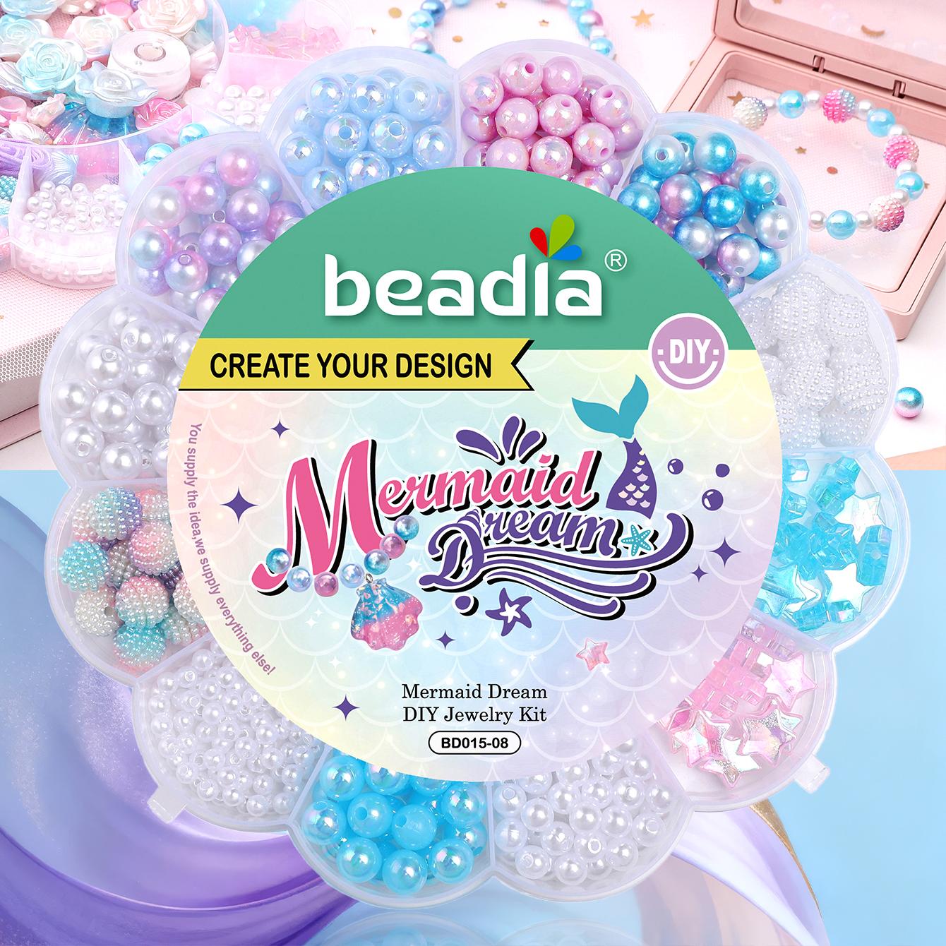 13グリッド 0.6-2.6cm マーメイドカラー混合アクリ - Hoop Earrings のレビューと価格