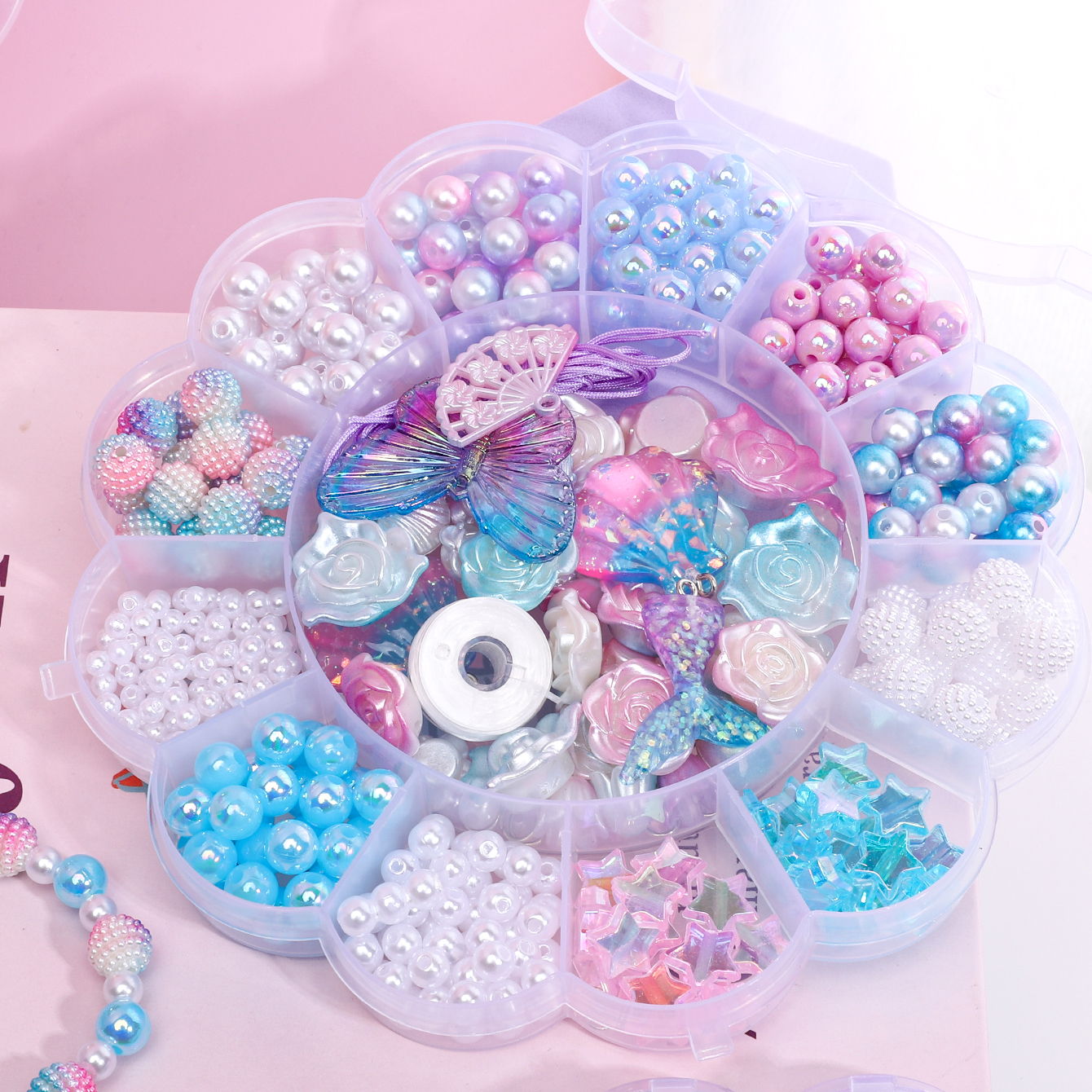13グリッド 0.6-2.6cm マーメイドカラー混合アクリ - Hoop Earrings のレビューと価格