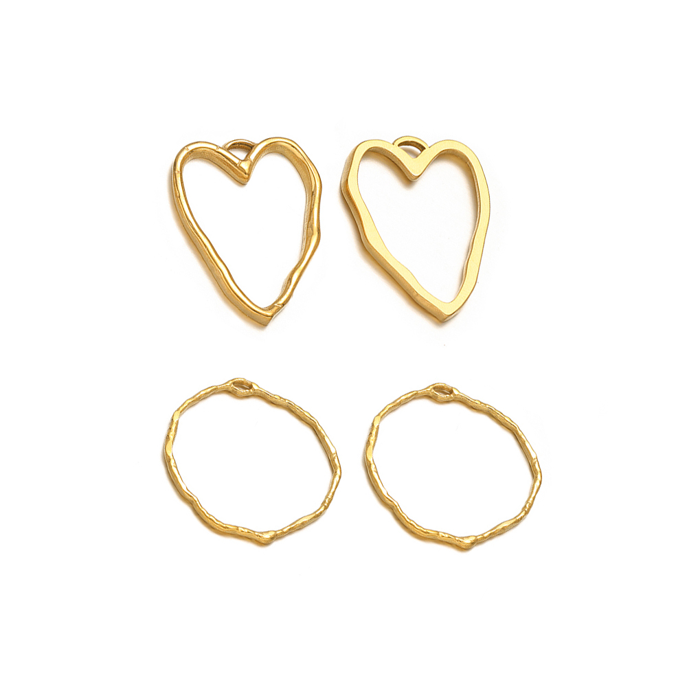 5 個のハートラウンドチャームステンレス鋼ゴールドメッキペン - Hoop Earrings のレビューと価格