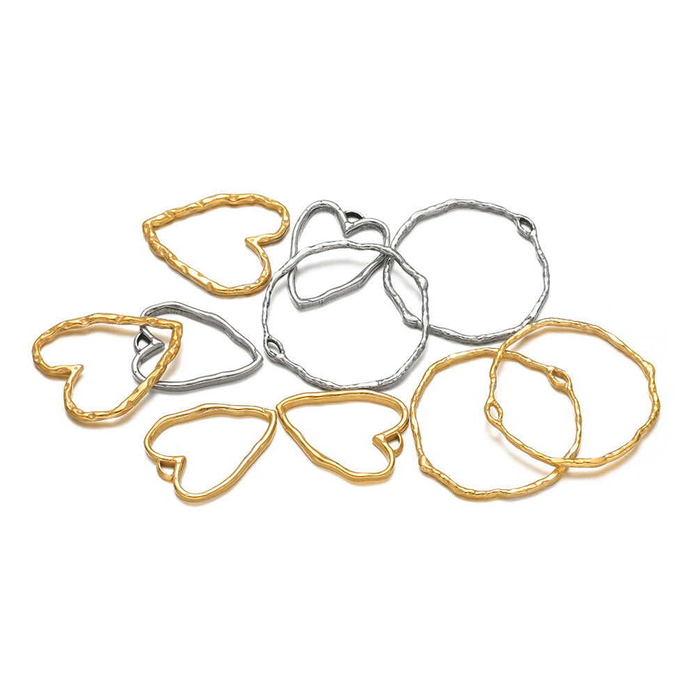 5 個のハートラウンドチャームステンレス鋼ゴールドメッキペン - Hoop Earrings のレビューと価格