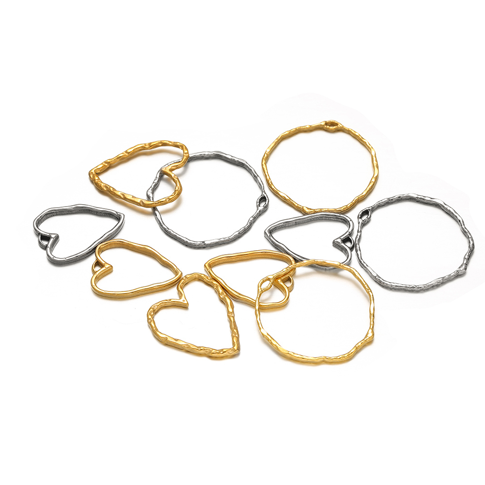 5 個のハートラウンドチャームステンレス鋼ゴールドメッキペン - Hoop Earrings のレビューと価格
