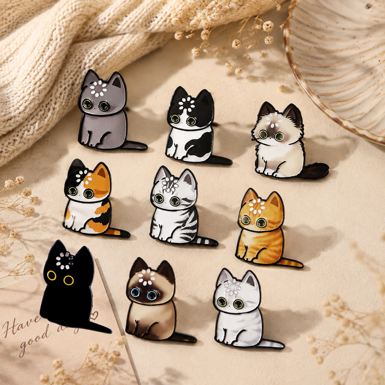 9 ピース/セット漫画猫男性ラペルピンバックパックジュエリー - Jewelry Watches Men のレビューと価格