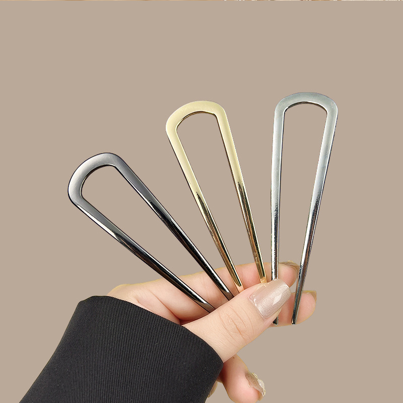 シンプルな U 字型ヘアフォークヘアピン金属ヘアスティック幾 - Shop Jewelry & Watches Near Me のレビューと価格