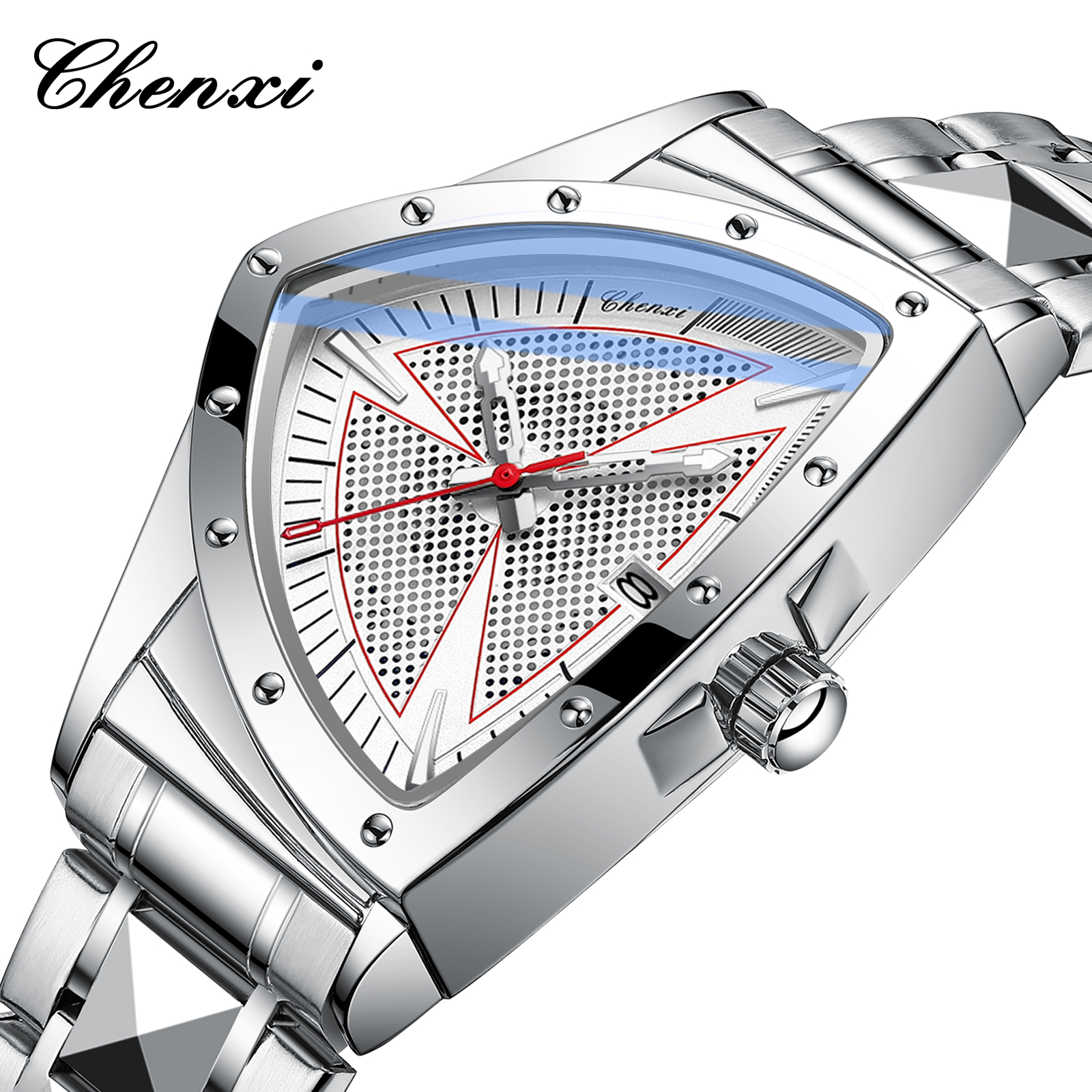 CHENXI シルバー メンズ クォーツ腕時計 不規則デザイ - Jewelry Watches Silver のレビューと価格