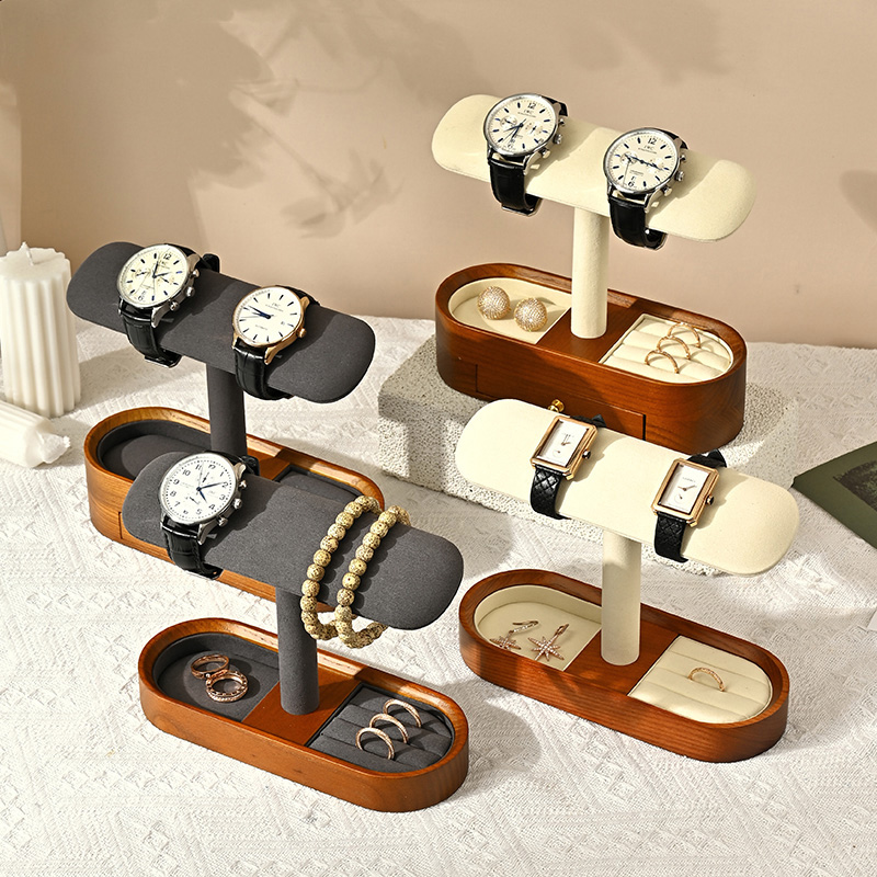 Oirlv 無垢材時計オーガナイザー棚 T バー時計ホルダー - Jewelry And Watches Box のレビューと価格
