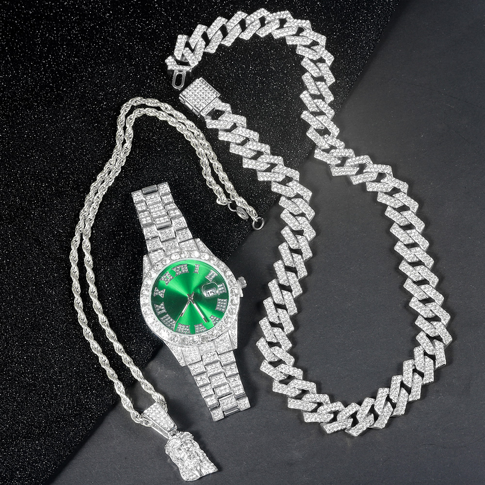 メンズ ヒップホップ ウォッチ ジュエリー セット アイスア - Jewelry Watches Men のレビューと価格
