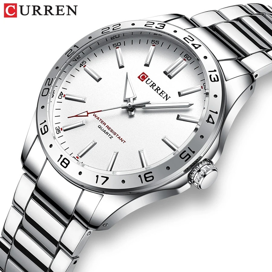CURREN 8452 シルバーホワイトギフトクォーツビジネ - Jewelry Watches Silver のレビューと価格