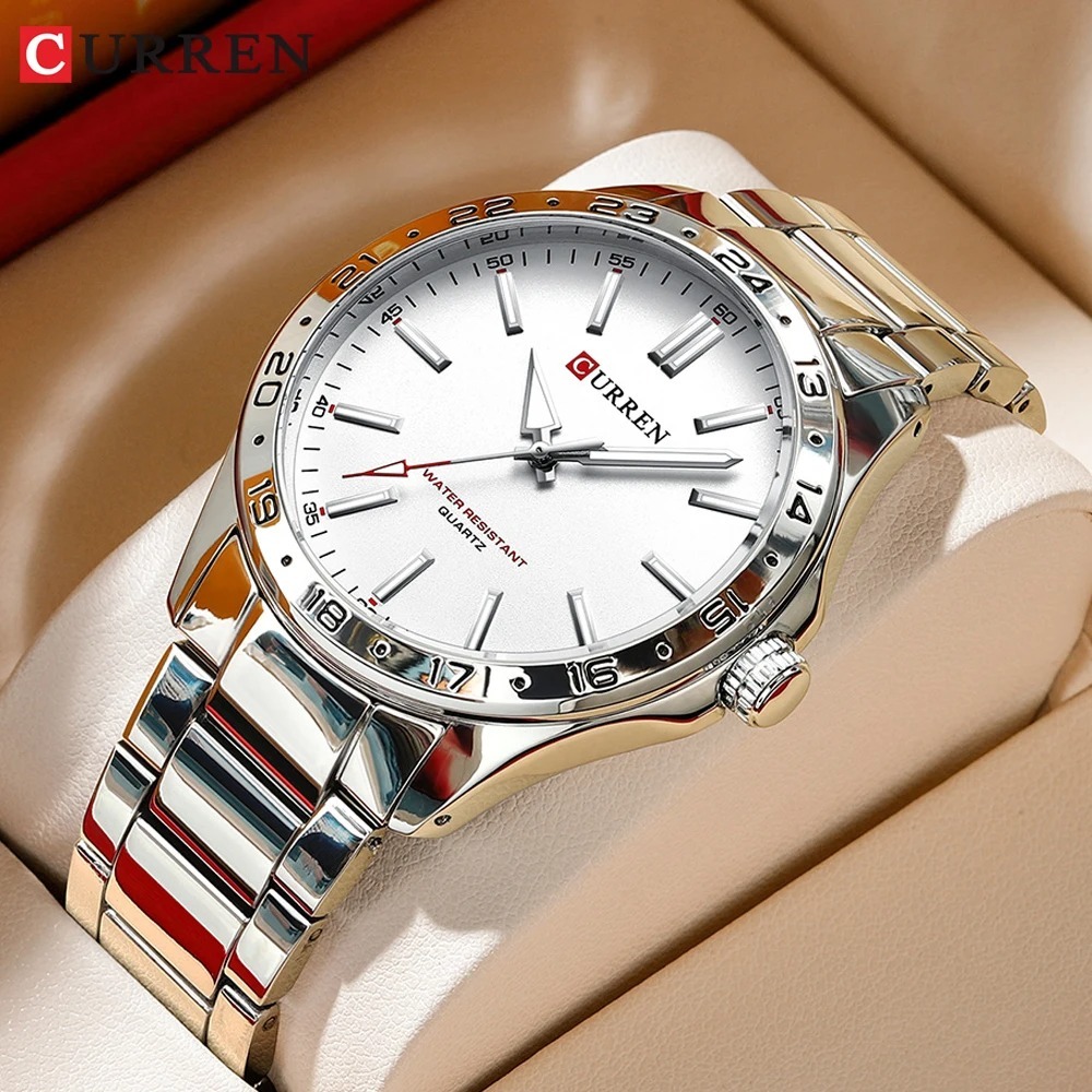 CURREN 8452 シルバーホワイトギフトクォーツビジネ - Jewelry Watches Silver のレビューと価格