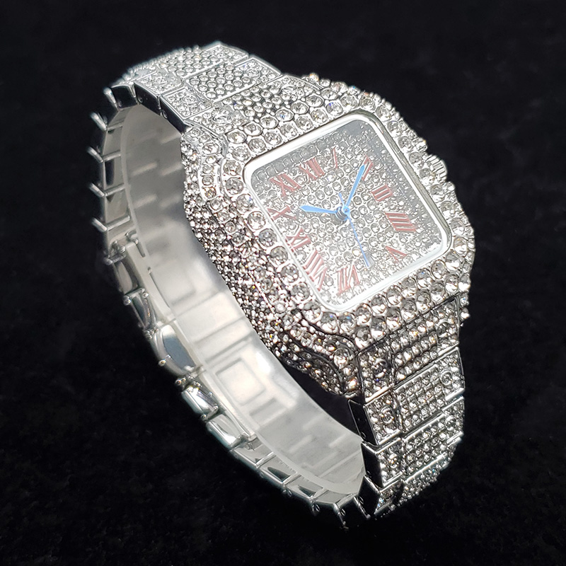 高級ダイヤモンド腕時計女性用ファッションシルバーアイスアウト - Jewelry Watches Silver のレビューと価格