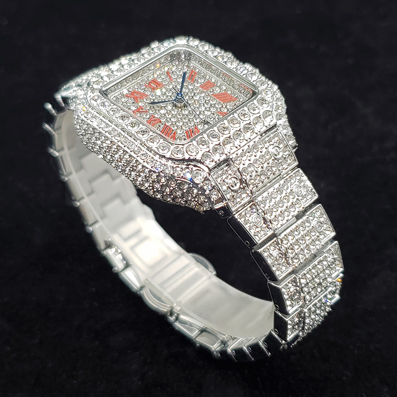 高級ダイヤモンド腕時計女性用ファッションシルバーアイスアウト - Jewelry Watches Silver のレビューと価格