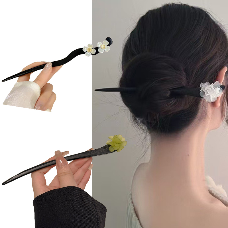 ヴィンテージ中国風の木製花ヘアスティックパールヘアピンジュエ - Shop Jewelry & Watches Near Me のレビューと価格