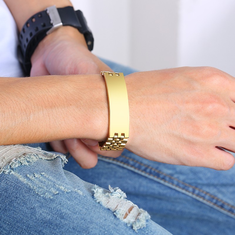 Vnox メンズ 15 ミリメートルワイド id タグブレス - Jewelry Watches Men のレビューと価格