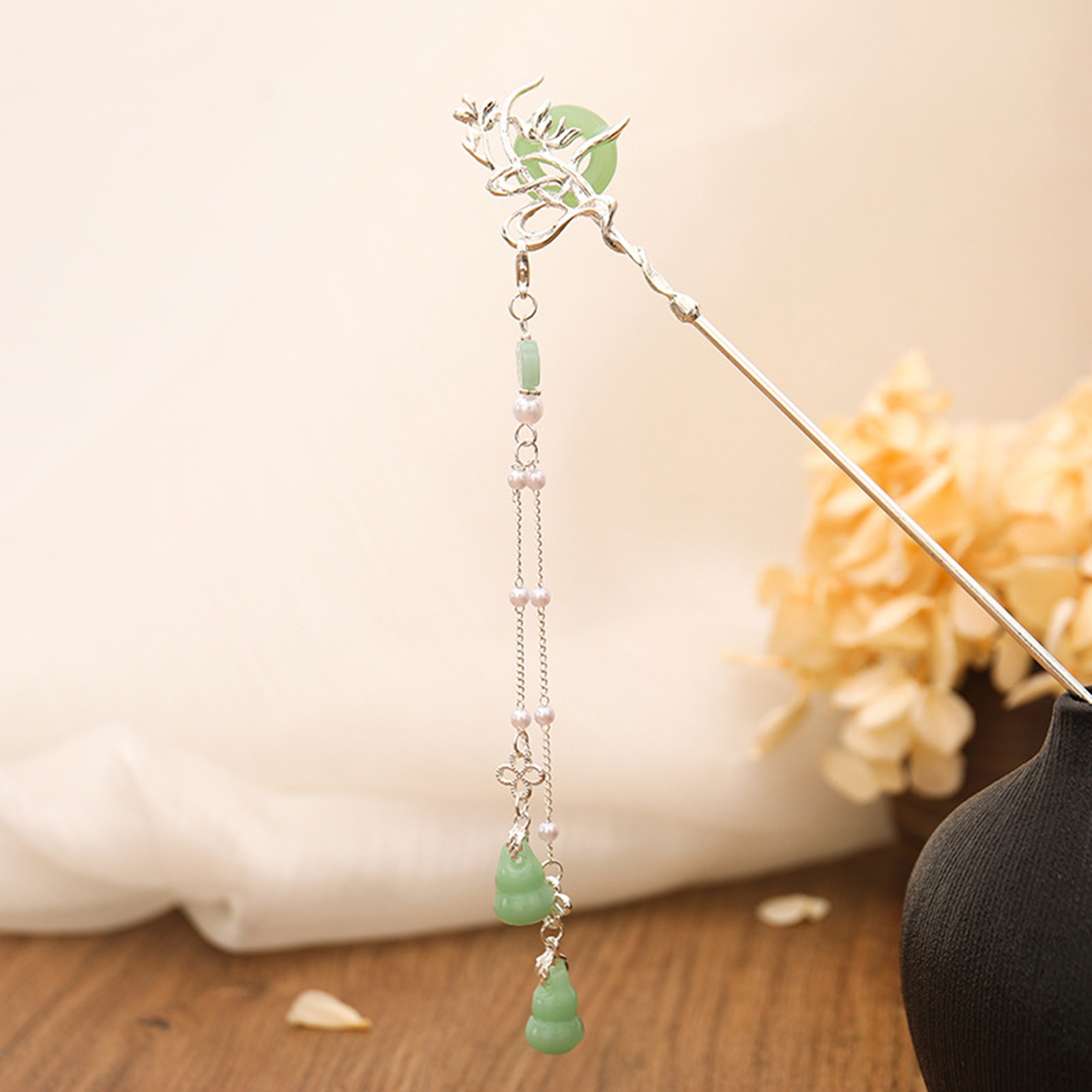 中国風のガラスヘアピン女性のためのエレガントな同心バックルタ - Shop Jewelry & Watches Near Me のレビューと価格