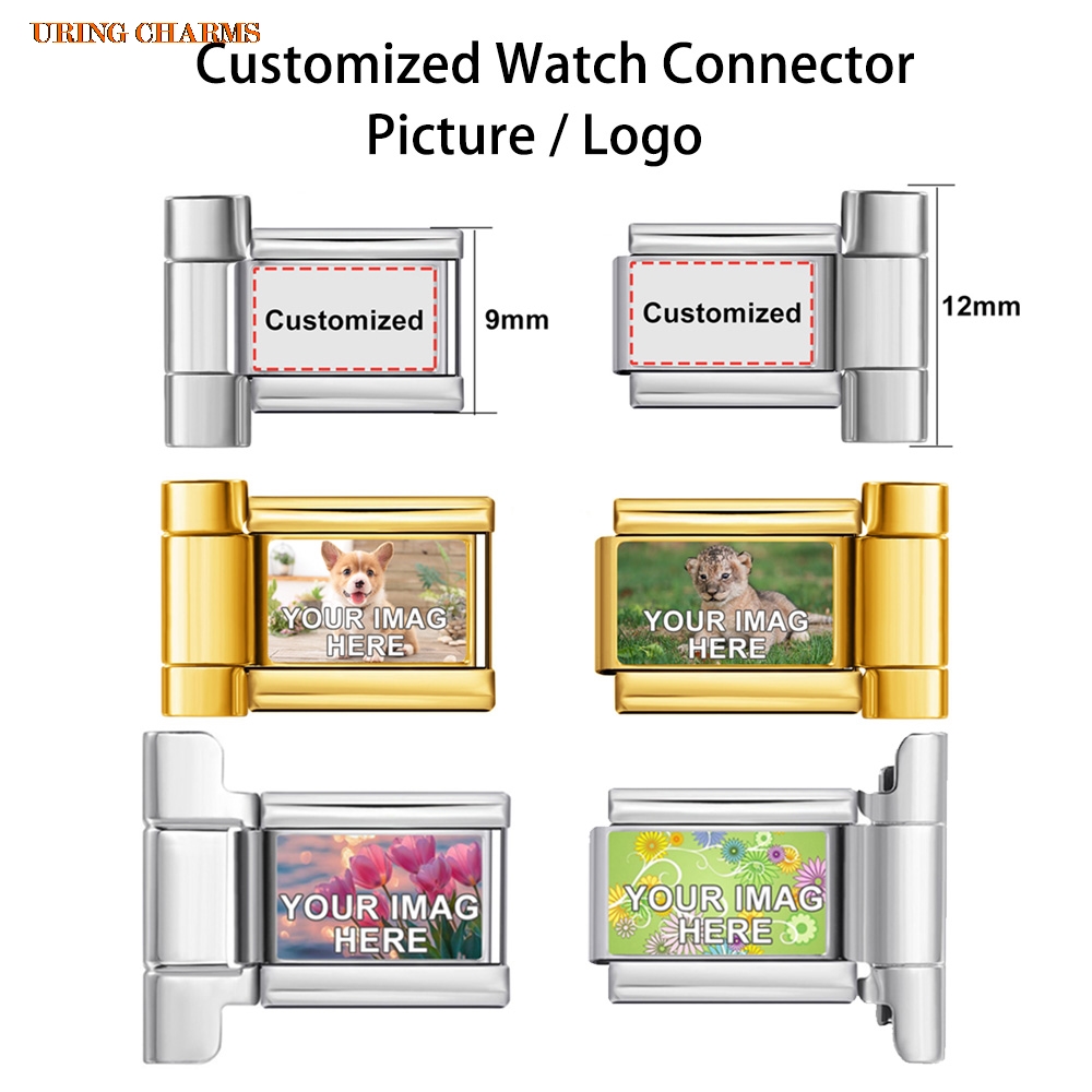 1ペアの写真ロゴ入りカスタムウォッチストラップコネクター、9 - Jewelry Watches Men のレビューと価格