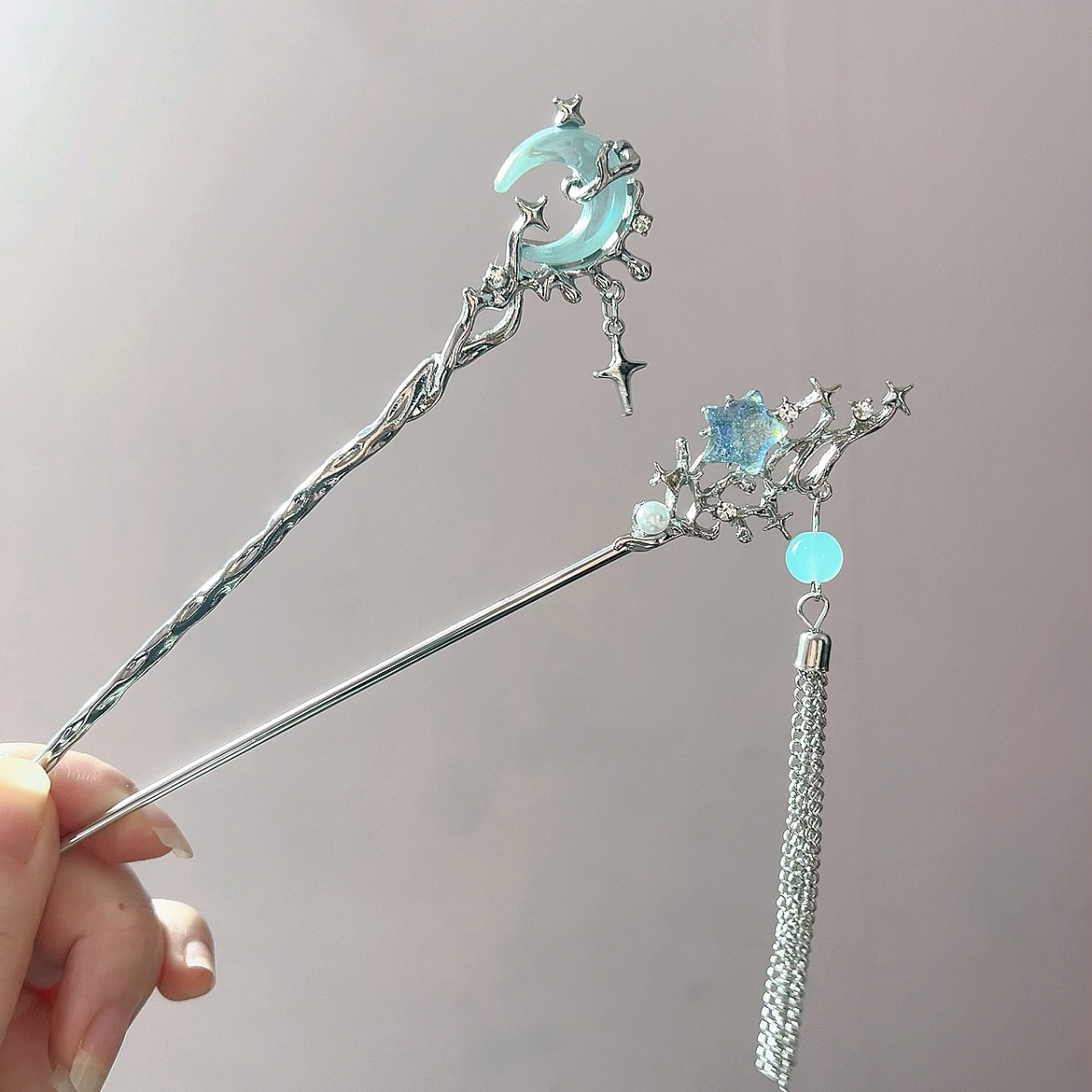 ムーンストーンスタームーンヘアスティックメタルブランチヘアピ - Shop Jewelry & Watches Near Me のレビューと価格