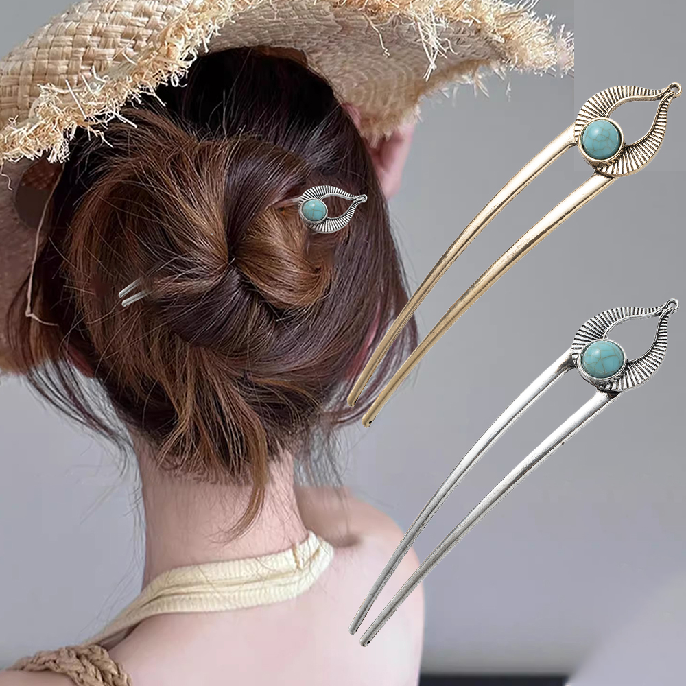 エジプトターコイズ U 字型ヘアフォークヘアピン女性のための - Shop Jewelry & Watches Near Me のレビューと価格