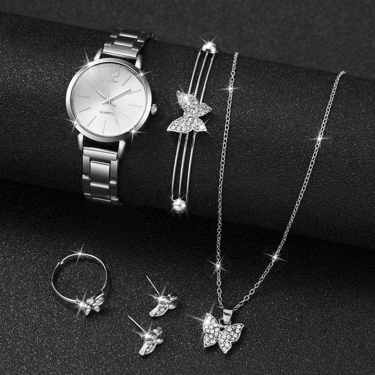 6 個のファッション女性のクォーツ時計シルバー スチール バ - Jewelry Watches Silver のレビューと価格