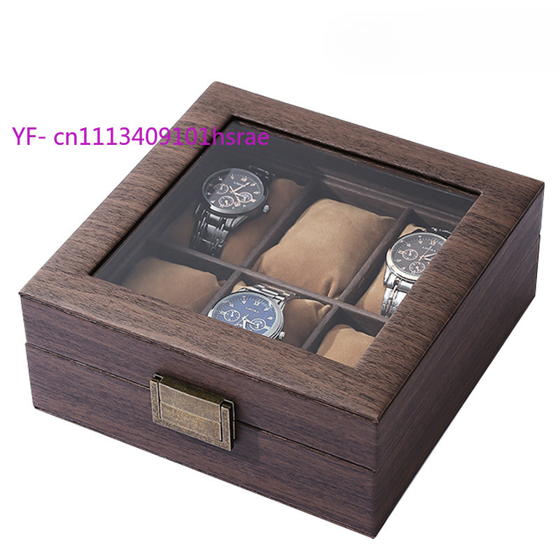 高級PUレザー製腕時計ボックス 6スロット 木目調スクエア型 - Jewelry And Watches Box のレビューと価格