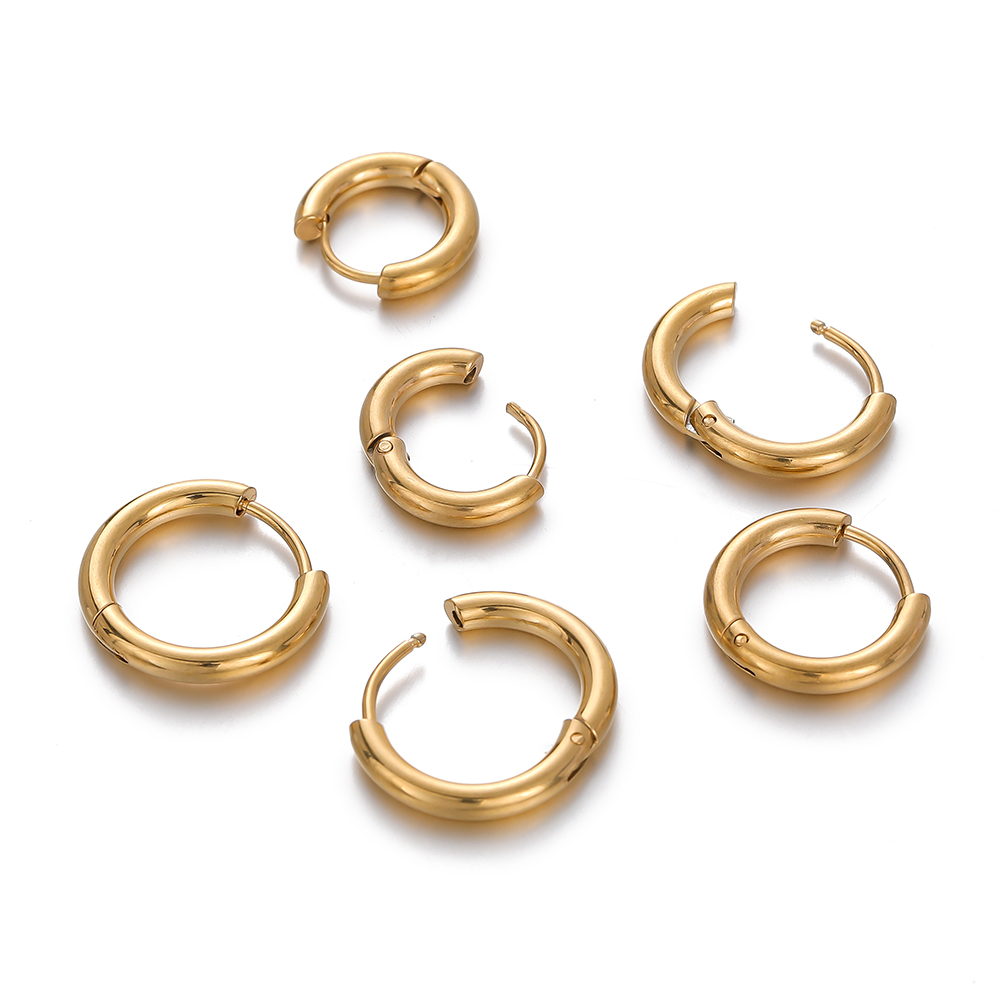 2個入り 8-18mm ステンレス製 丸型フープイヤリングパ - Hoop Earrings のレビューと価格